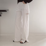 [린다샵] 마소나 컷팅 트임 와이드 코튼 팬츠-2color : Lindashop