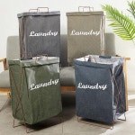 접이식 철재 손잡이 빨래바구니 틈새 세탁 빨래통 원룸 기숙사 햄퍼 옷 수납 바구니 빨래함 : 쇼핑퀸Q