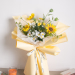 해바라기 조화 꽃다발 힐링 50cm 인테리어 꽃 선물 기념일 금전화 풍수 집들이 개업 : 플라워트리