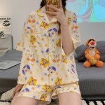 빅카라 플라워 여름 여름 파자마 세트 반팔 반바지 우정 투피스 세트 : 오로니