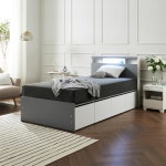 작은방 꾸미기 감성 LED등 서랍침대프레임 SS 학생 인테리어 원룸 침실 : IVY퍼니처