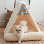 포근한 펫브랜디 강아지집 애견하우스 뽀글이 양털 삼각하우스 : 펫브랜디