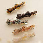 제이로렌 여성 데일리 프랑스 수입 셀롤로오즈 리본 포인트 패션 헤어집게핀 : 제이로렌