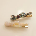 제이로렌 여성 데일리 프랑스 수입 셀롤로오즈 리본 포인트 패션 헤어집게핀 : 제이로렌