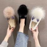 애니율 여성 가을 겨울 기모 퍼 플랫 슈즈 G2158 : 애니율