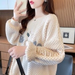 애니율 여성 캐주얼 오버핏 기모 양털 티셔츠 G2277 : 애니율