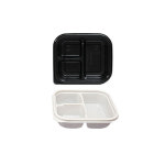 GP-120 소-3A 3칸 반찬용기 백색 검정 600SET : 플러스팩