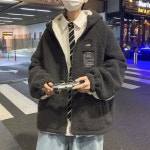애니율 남성 가을 겨울 양털 후드 양면 점퍼 G2360 : 애니율