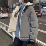 애니율 남성 가을 겨울 양털 후드 양면 점퍼 G2360 : 애니율