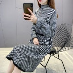 애니율 여성 가을 겨울 패션 체크 니트 원피스 G2407 : 애니율