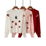 애니율 여성 라운드넥 크리스마스 니트 스웨터 G2465 : 애니율