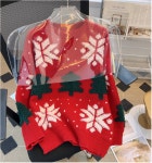 애니율 여성 라운드넥 크리스마스 니트 스웨터 G2469 : 애니율