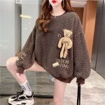 애니율 여성 캐주얼 기모 오버핏 티셔츠 G2508 : 애니율