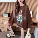 애니율 여성 가을 겨울 오버핏 기모 티셔츠 G2517 : 애니율