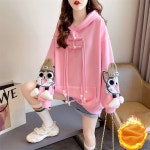 애니율 여성 가을 겨울 오버핏 기모 후드 티셔츠 G2543 : 애니율
