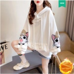 애니율 여성 가을 겨울 오버핏 기모 후드 티셔츠 G2543 : 애니율
