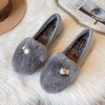애니율 여성 겨울 기모 퍼 플랫 슈즈 로퍼 G2563 : 애니율