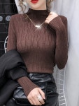 애니율 여성 가을 겨울 반폴라 슬림핏 니트 G2637 : 애니율