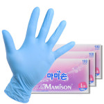 마미손 니트릴 라텍스 위생장갑 블루 100매 대 L : 마미손글로비즈