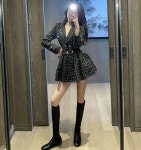 애니율 여성 겨울 체크 정장 미니 원피스 G2656 : 애니율