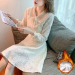 애니율 여성 빅카라 레이스 기모 원피스 G2769 : 애니율