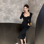 애니율 여성 가을 겨울 슬림핏 트임 원피스 G2785 : 애니율