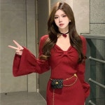 애니율 여성 패션 슬림핏 니트 롱 원피스 G2797 : 애니율