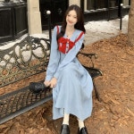 애니율 여성 봄 가을 골덴 숄카라 롱 원피스 G2796 : 애니율