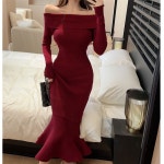 애니율 여성 가을 겨울 오프숄더 슬림핏 원피스 G2784 : 애니율