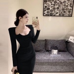 애니율 여성 가을 겨울 슬림핏 트임 원피스 G2785 : 애니율