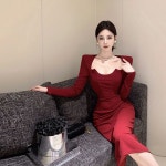 애니율 여성 가을 겨울 슬림핏 트임 원피스 G2785 : 애니율