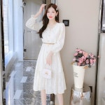 애니율 여성 봄 가을 브이넥 레이스 원피스 G2799 : 애니율