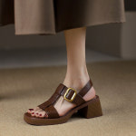 발편한 버클장식 여름여성 가보시 스트랩통굽힐6cm샌들슬리퍼 807 : 쉬즈너리