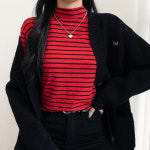 반하이넥 단가라 티셔츠 : 스타일바바샵