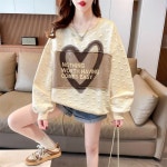 애니율 여성 봄 가을 오버핏 와플 티셔츠 G2852 : 애니율