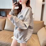 애니율 여성 봄 가을 오버핏 와플 티셔츠 G2852 : 애니율