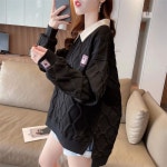 애니율 여성 봄 가을 폴로넥 오버핏 티셔츠 G2857 : 애니율