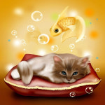 꿈꾸는 고양이 [캔버스형] [보석십자수] 3D 사각 30x30 : 아트젤리 ARTJELLY