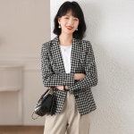애니율 여성 봄 가을 체크 슬림핏 숏 자켓 G2933 : 애니율