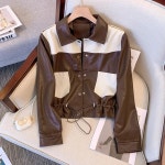 애니율 여성 봄 가을 빅사이즈 폴로넥 가죽 자켓 G3154 : 애니율