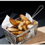 감자 치킨 튀김 사각 철망 바스켓 손잡이 14x20.5cm : GoldenWattle