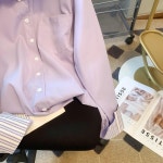 애니율 여성 봄 가을 폴로넥 오버핏 셔츠 남방 G3306 : 애니율