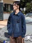 애니율 여성 봄 가을 데님 오버핏 청남방 셔츠 G3404 : 애니율