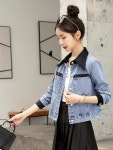 애니율 여성 봄 가을 데님 폴로넥 숏 청자켓 G3417 : 애니율