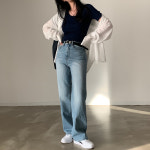 롱핏 세미 와이드 데님팬츠 - pt : 크림치즈마켓