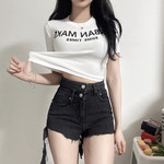 [스판쫀쫀~!] 썸타임 스판 컬러 레터링 슬림 크롭티 (3color) : 예낭낭
