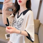 애니율 여성 여름 폴로넥 오버핏 와플 티셔츠 G4205 : 애니율