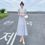 애니율 여성 여름 A라인 셔링 롱 원피스 G4193 : 애니율