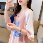 애니율 여성 여름 캐주얼 오버핏 와플 티셔츠 G4213 : 애니율