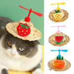 프루츠 강아지 프로펠러 모자 / 고양이 애견 썬캡 여름 캡모자 밀짚 : 코코펫샵